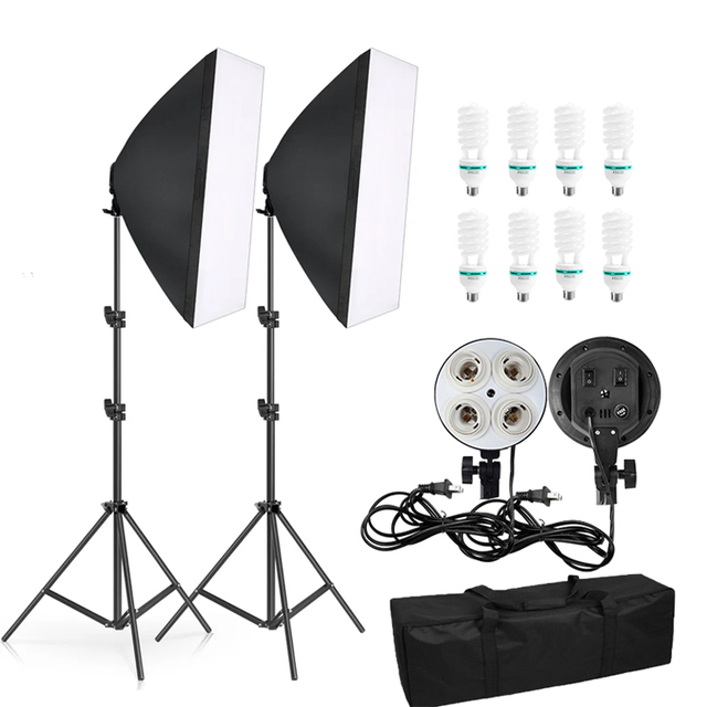 50x70cm Four Lamp Photography Lighting Kit With 8pcs Bulbs For Softbox Video Light Accessory For Photo Studio