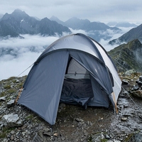 Tente de randonnée tunnel légère et coupe-vent pour 2 personnes, quatre saisons, avec poteaux en aluminium, imperméable 3000, double porte, pour camping en extérieur