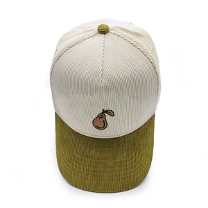 Gorra de béisbol de pana personalizada de 5 paneles con visera en A, bicolor, con cierre snapback y logotipo bordado - Product Image 2