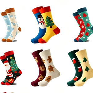 Chaussettes en coton unisexe tendance pour <span class=keywords><strong>Noël</strong></span>, style mi-mollet, 200 fils, aiguille simple, toutes saisons, taille unique, pour hommes et femmes - Product Image 6