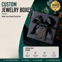 Boîte cadeau noire pour bijoux en stock, avec nœud en ruban, emballage rigide de luxe pour collier, bracelet et cadeaux