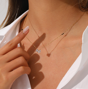 Colorful Zircon <b>Opal</b> Pendant <b>Necklace</b>, Anti-Tarnish Stainless Steel Dainty Rhinestone Clavicle Chain For Women - Product Image 2