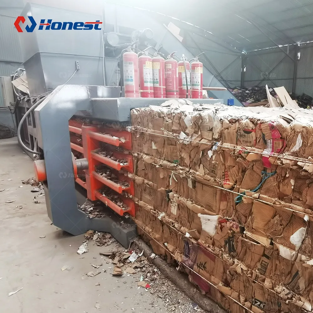 Mesin Baler Kompres Pakaian dan Tekstil Bekas, Pemadat Baler Horizontal Karton