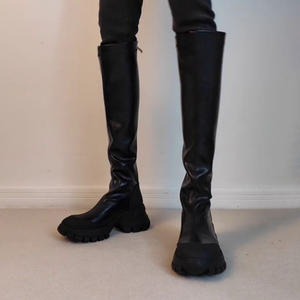 Versión de Piel de Oveja ~ Botas Altas por Debajo de la Rodilla con Plataforma Oculta para Mujer, Ajustadas, Elásticas, Estilizadoras, Casuales, Deportivas, para Montar a Caballo - Product Image 4