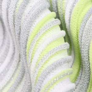 Robe élégante pour femme à col rond et manches longues, tissée avec des rayures dorées et argentées, décontractée, vintage, contrôle du ventre, longueur midi - Product Image 4