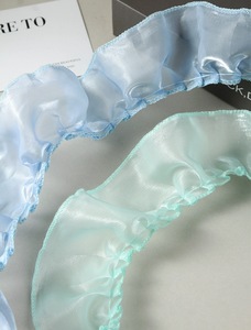Sangle en satin nacré multicolore de 5.5cm Ruban en mousseline de soie à ourlet cannelé froissé nacré - Product Image 6