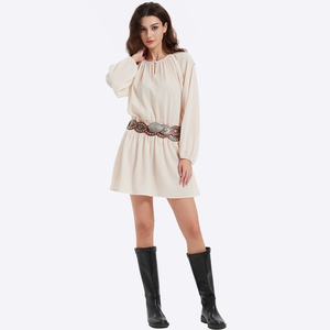 Vêtements pour femmes en gros, <span class=keywords><strong>robe</strong></span> bohème à manches longues, <span class=keywords><strong>robe</strong></span> à col bouffant avec cordon de serrage - Product Image 5