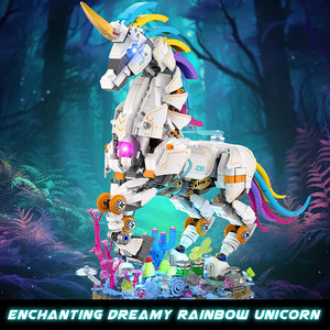 JMBricklayer Blocs de construction mécaniques licorne arc-en-ciel, <span class=keywords><strong>1492</strong></span> pièces, modèle de décoration de base aux algues fantastiques, cadeau pour filles et collectionneurs adultes - Product Image 4