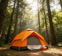 Tenda Dome Otomatis Hidrolik 3-4 Orang, Mudah Dipasang, Dua Lapis, Tahan Air, Ringan, untuk Berkemah di Luar Ruangan, Cocok untuk Empat Musim