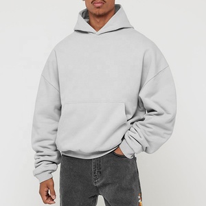 100% coton français éponge pull sweats logo personnalisé sweat à capuche uni printemps Streetwear poids lourd surdimensionné sweat à capuche vierge - Product Image 2