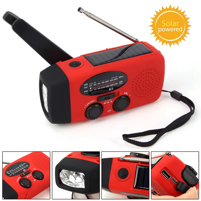 5000mah Emergency Solar Hand Crank Radio LED Flashlight AM FM Noaa Portable Noodradio Weather Emergency Solar Radio