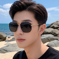 Nouvelles Lunettes de Soleil Homme Style Européen et Américain, Monture Métallique Double Pont, Verres Plein Cadre UV400, Lunettes Haut de Gamme Tendance et Élégantes