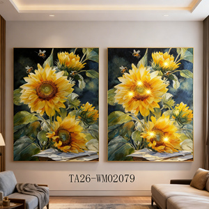Quadro luminoso a LED con girasoli <span class=keywords><strong>di</strong></span> <span class=keywords><strong>Van</strong></span> <span class=keywords><strong>Gogh</strong></span>, stampa su tela personalizzata per decorare il soggiorno - Product Image 3