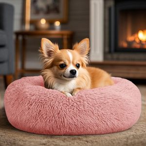Super Soft Round Washable Plush Faux Fur Solid Sustainable Luxury Cat & Dog <b>Pet</b> Bed with Velvet <b>Sofa</b> Design in 15 Colors - Product Image 2