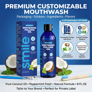 Bain de <span class=keywords><strong>bouche</strong></span> blanchissant à l'huile de coco pressée à froid, élimine <span class=keywords><strong>la</strong></span> mauvaise haleine et les odeurs, rinçage longue durée, enrichi en vitamine E de qualité alimentaire - Product Image 6