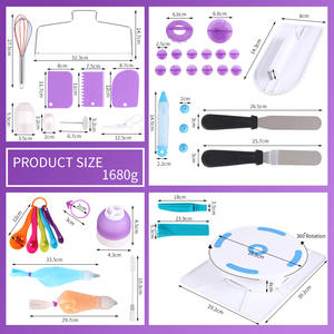 134 pièces ensemble Kit de décoration de gâteau avec support à gâteau rotatif plateau tournant support à gâteau <span class=keywords><strong>buse</strong></span> de tuyauterie accessoires de cuisson fournitures de cuisson - Product Image 2