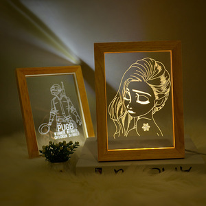 Top người bán 3D trực quan LED Đèn gỗ tự nhiên khung ảnh cơ sở 3D llusion ánh sáng ban đêm cho hội đồng quản trị Acrylic - Product Image 3