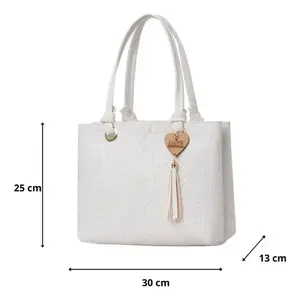Bolso de mano de ratán para mujer Fana Kara, con borlas y lazo de rayas blancas, estilo clásico, doble asa, parte superior abierta - Product Image 4
