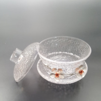 Gaiwan en verre artisanal résistant à la chaleur pour la préparation du thé, idéal pour les ensembles de service.