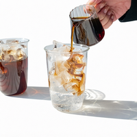 Gobelet à café glacé en verre borosilicate de 440 ml, style simple et transparent, sans BPA, compatible lave-vaisselle et micro-ondes, pour la maison et le café