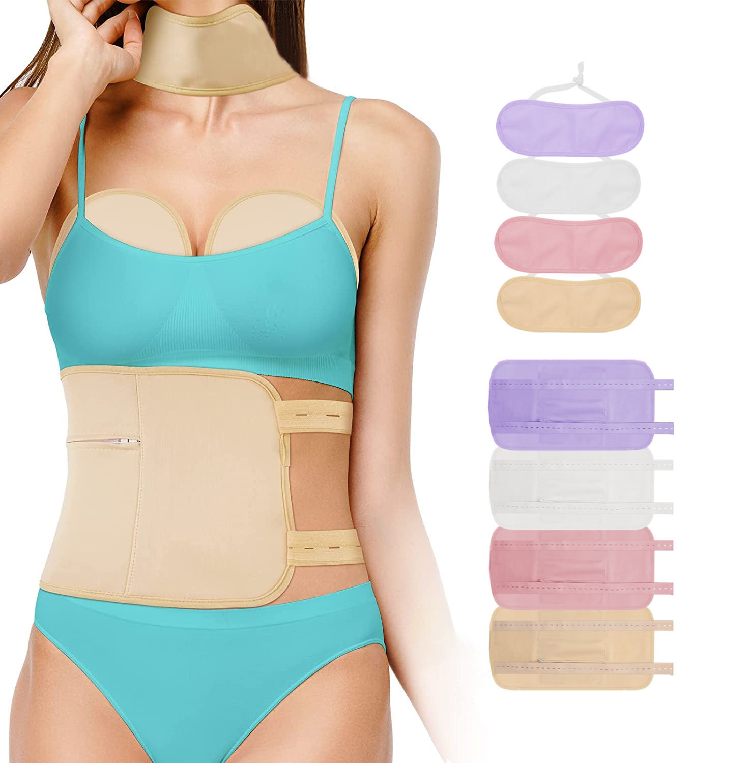 Conjunto de color puro cuello-piel + cintura