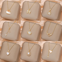 XL051 Vente en Gros Accessoires Haut de Gamme Collier Femme Amour Acier Inoxydable Bijoux Coquillage Naturel Trèfle