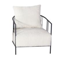 Cadre en fer noir moderne simple avec siège Sherpa en polyester beige doux Fauteuil lounge confortable, canapé simple