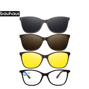 R25419 Zhengda Factory Custom 3 In 1 Interchangeable Magnetic Eye Glasses Ultem Clip On Sunglasses