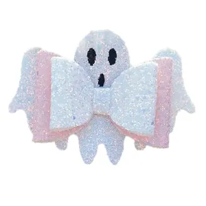 Mode Glitter Halloween Girls Ghost Haars chleife für Baby Stirnband White Ghost Cute Bows für Kleinkinder