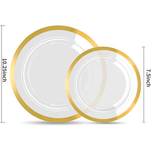 7.5/10.25 Inch Eco-Friendly Disposable Rose Gold PS <b>Plate</b> Dish Food Grade Silver Border <b>Plastic</b> <b>Plate</b> for <b>Parties</b> - Product Image 5