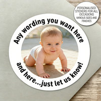 Autocollants photo personnalisés en vinyle écologique résistants à l'eau et à l'huile - Autocollants découpés pour fournitures de fête et baby showers
