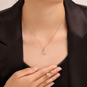 Conjunto de pendientes y collar de perlas brillantes con diseño de estrella, joyería de fiesta con engaste de aleación de cobre, moda de lujo para mujer - Product Image 2