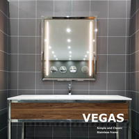 Kustom Pabrik koin Las vegas, 3-5 Bintang Hotel anti-kabut cahaya cermin mandi kamar mandi bingkai baja tahan karat emas cermin Led