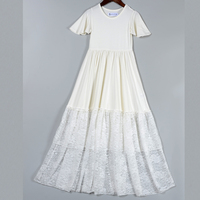Robes longues en maille et dentelle sur mesure pour filles, robes assorties pour filles et leurs mères
