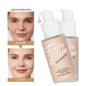 مستحضرات تجميل عالية الجودة ماكياج الوجه الطبيعي طويلة الأمد تغطية كاملة للماء أساس سائل غير لامع - Product Image 4