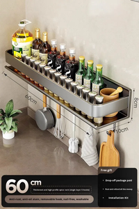 Portaspezie da Cucina Multistrato Senza Foratura in <span class=keywords><strong>Metallo</strong></span> con Ripiano per Coltelli, Olio, Sale, Salsa di Soia - Product Image 3