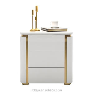 מודרני מאסטר צרפתית שולחן ליד מיטת עץ מסגרת שידה שחור לבן שינה הלילה עומד ריהוט - Product Image 2