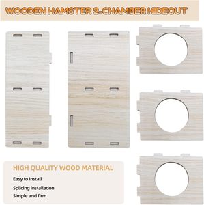 Animales pequeños de madera 2 cámaras escondite-túnel multicámara juguete de exploración escondite laberinto túnel plataforma jaula accesorios portátil - Product Image 5