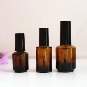 Manufacturer supply luxury 15ml transparent amber round glass nail oil bottle for nail polish glue paint touch up oil potions