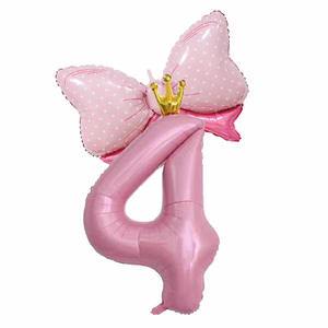 Globos de Número con Lazo y Corona, Decoración de Cumpleaños para Niña Princesa, Accesorios para Fotos de Primer Cumpleaños de Bebé - Product Image 6