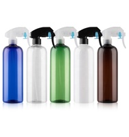 Bouteille pulvérisateur Boston en PET à faible MOQ, couleur personnalisée, 500 ml, avec pompe, pour sérum de soin de la peau et produits de soin/nettoyage personnels