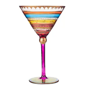 Wholesale Customized Bar European Style Painted Home Colored Goblets Vintage Catering Unique Red Wine Glasses