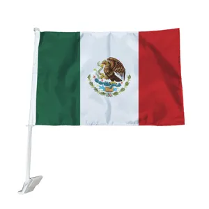 Прямо с завода, распродажа, высокое качество, 30x45 см, Мексиканский Автомобильный флаг, 100% полиэстер, двусторонний флаг 12x18 дюймов, Мексиканский Автомобильный флаг