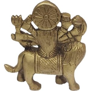 หัตถกรรมหัตถกรรม parijat รูปปั้นทองเหลืองรูปปั้น2.7นิ้ว Durga Idol หรูหราศาสนาฮินดูของตกแต่งบ้านสำหรับสำนักงานและห้องนั่งเล่น - Product Image 1