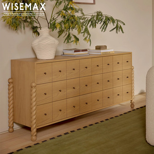WISEMAX FURNITURE Credenza da Cucina in Legno Massello Stile Francese, Mobile Angolare con 6 Cassetti per <span class=keywords><strong>Soggiorno</strong></span>, Hotel e Villa - Product Image 1