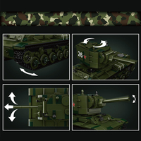 Kalıp kral 20026 askeri motorlu oyuncaklar teknik APP uzaktan kumanda savaş meclisi Model setleri No.KV-2 Tank yapı taşları