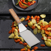 Spatule métallique à manche en bois, rotatif pour barbecue Grill, rôtissoire à faire soi-même