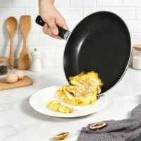 Ensemble de poêles à frire FLEY en acier inoxydable, économique, à fond plat, ustensiles de cuisson en fer avec poignée stable, adaptés aux cuisinières à gaz domestiques