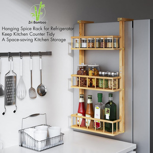 Estante de Almacenamiento Colgante de Madera de Múltiples Niveles para Refrigerador, Organizador de Especias y Utensilios de Cocina, 3 Pisos, Instalación sin Taladro - Product Image 5