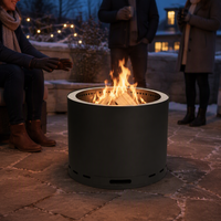 Brasero de camping sans fumée de 19 pouces, poêle à bois d'extérieur avec grilles BBQ pour jardin et terrasse